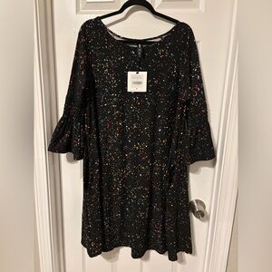 Black Multicolor Speckled Dress